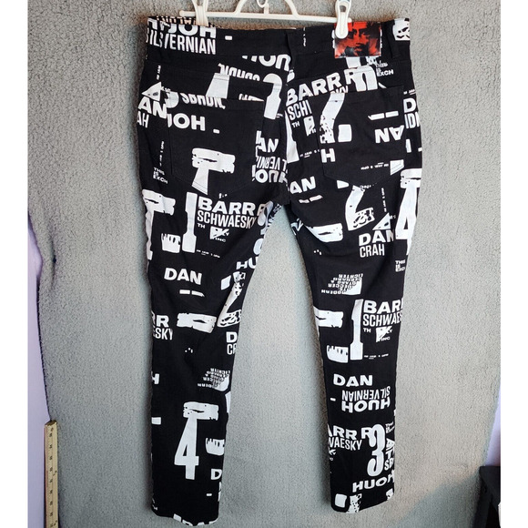 Biepa Jeans Men's Black Denim Fashion Graffiti Style Jeans Size 38 Pants - Picture 3 of 10